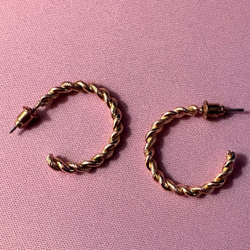 Gold Twisted Hoop Earrings